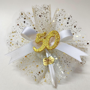Sacchetto Oro Argento Anniversario Matrimonio COMPLETO Portaconfetti Bomboniera Segnaposto, Confetti, Bigliettino PERSONALIZZABILE. Possibilità di scelta tra una vasta gamma di colori e composizioni